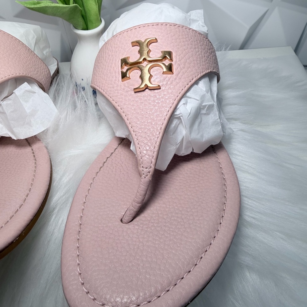 Tory Burch Blush Pink Logo Thong Sandals - Picture 6 of 11